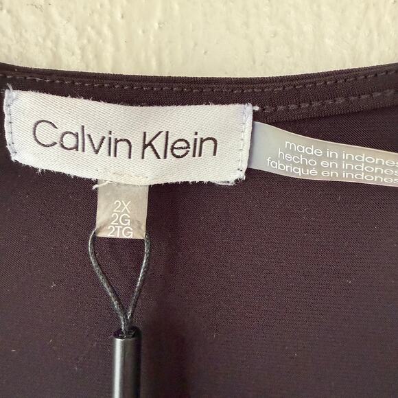 NEW! Calvin Klein liquid Knit V Neck shoulder smocking sheer sleeves top size 2X - Picture 4 of 12